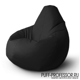 Кресло мешок груша Черное Экокожа